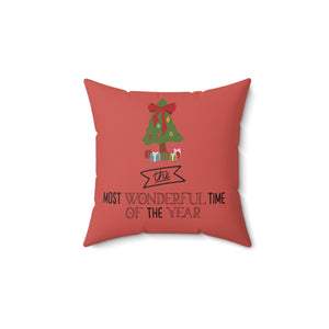 Meraki Paper - Polyester Square Holiday Pillowcase - Most Wonderful Time of the Year - 14x14 - Back View