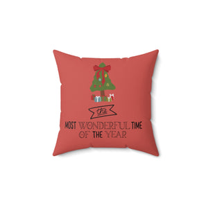 Meraki Paper - Polyester Square Holiday Pillowcase - Most Wonderful Time of the Year - 14x14 - Front View