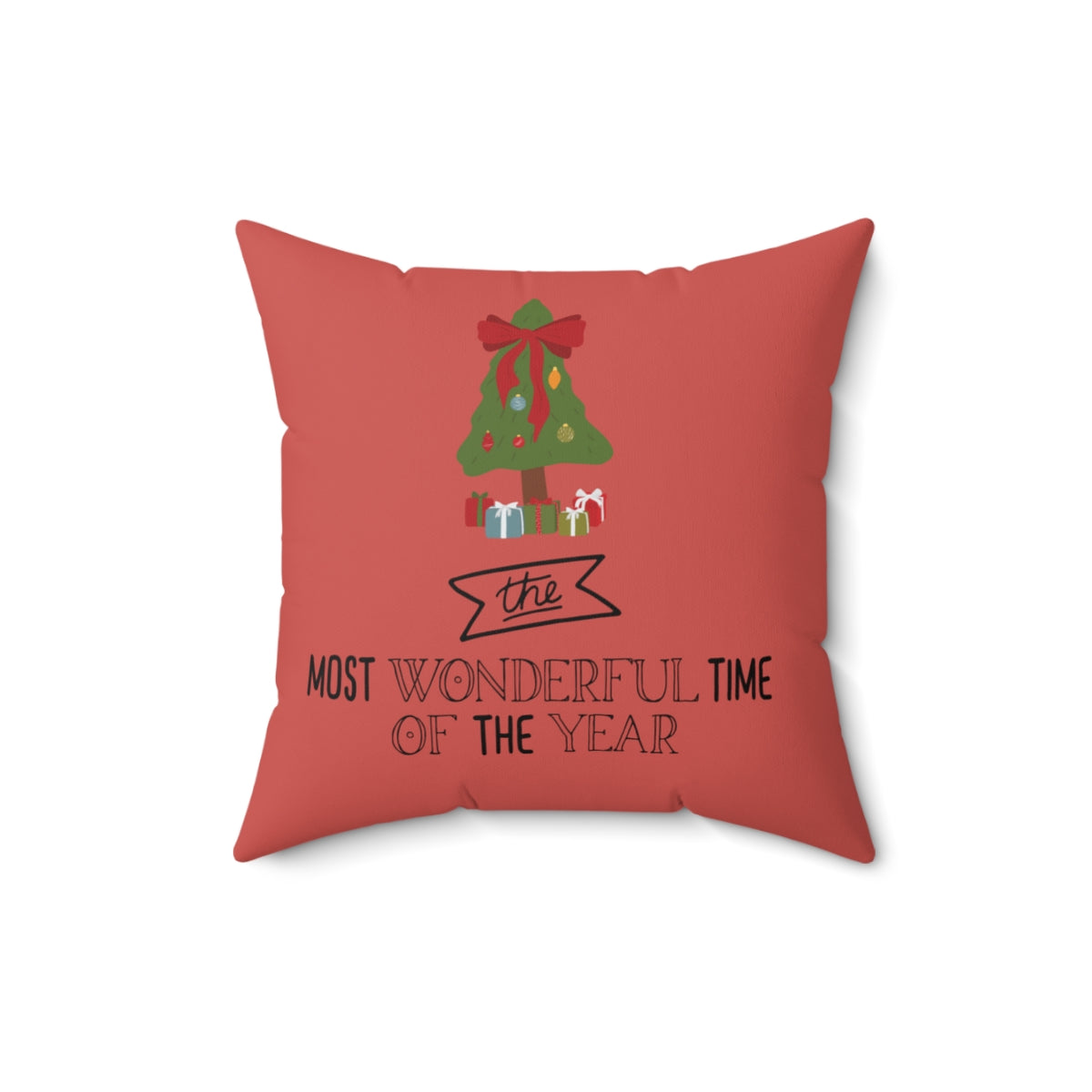Meraki Paper - Polyester Square Holiday Pillowcase - Most Wonderful Time of the Year - 16x16 - Back View