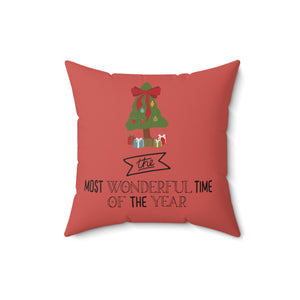 Meraki Paper - Polyester Square Holiday Pillowcase - Most Wonderful Time of the Year - 16x16 - Back View