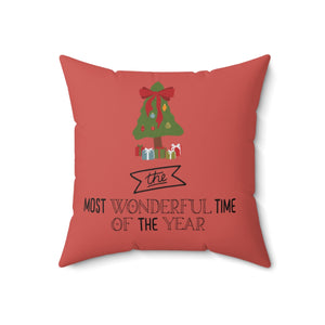 Meraki Paper - Polyester Square Holiday Pillowcase - Most Wonderful Time of the Year - 18x18 - Back View