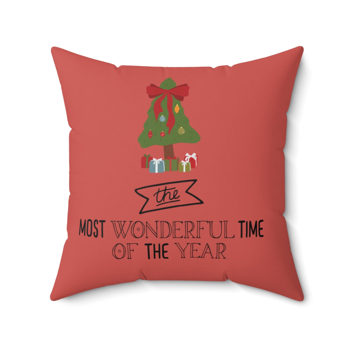 Meraki Paper - Polyester Square Holiday Pillowcase - Most Wonderful Time of the Year - 20x20 - Back View