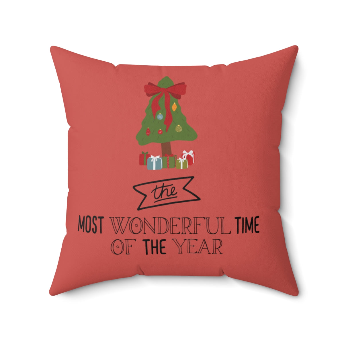 Meraki Paper - Polyester Square Holiday Pillowcase - Most Wonderful Time of the Year - 20x20 - Front View