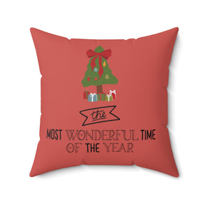 Meraki Paper - Polyester Square Holiday Pillowcase - Most Wonderful Time of the Year - 20x20 - Front View
