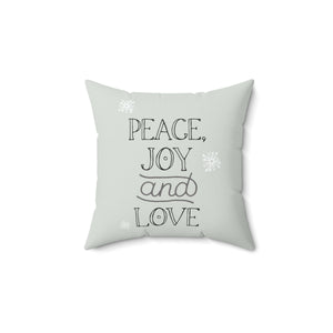 Meraki Paper - Polyester Square Holiday Pillowcase - Peace, Joy & Love - 14x14 - Front View