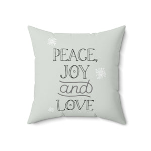 Meraki Paper - Polyester Square Holiday Pillowcase - Peace, Joy & Love - 18x18 - Front View
