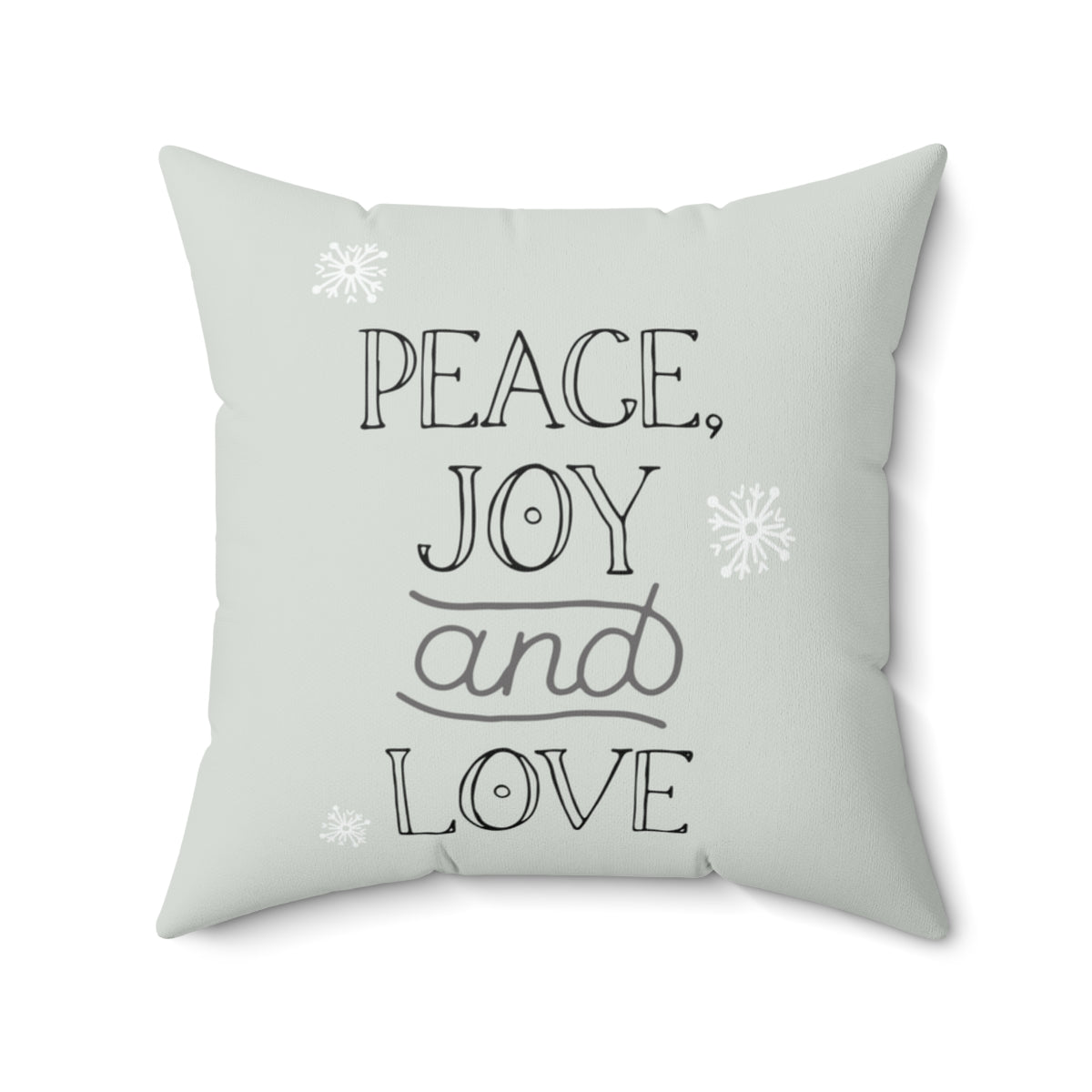 Meraki Paper - Polyester Square Holiday Pillowcase - Peace, Joy &amp; Love - 20x20 - Back View