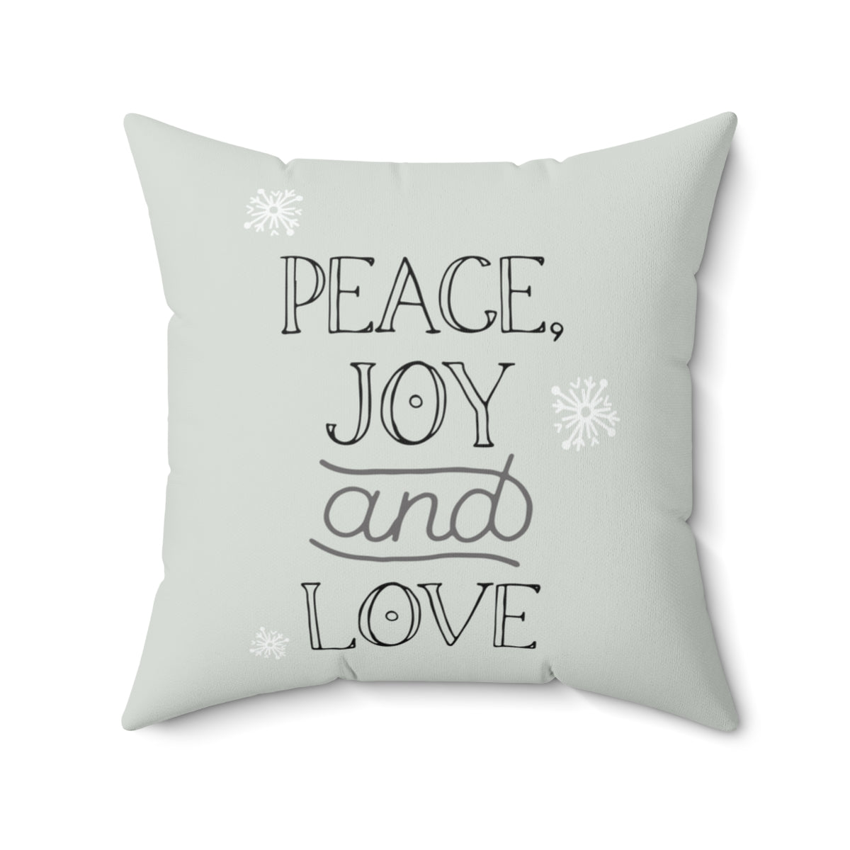 Meraki Paper - Polyester Square Holiday Pillowcase - Peace, Joy &amp; Love - 20x20 - Front View