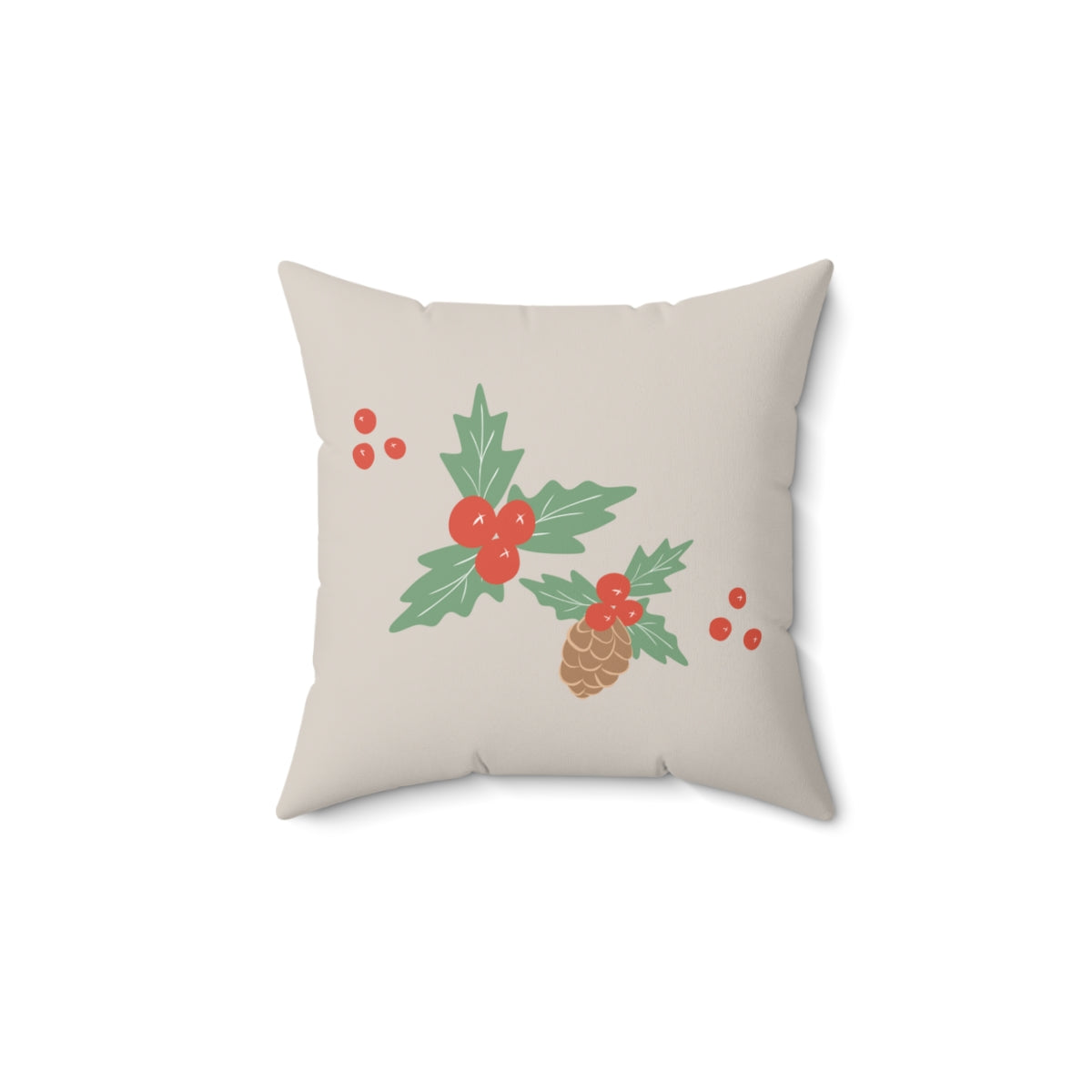 Meraki Paper - Polyester Square Holiday Pillowcase - Pinecone - 14x14 - Front View