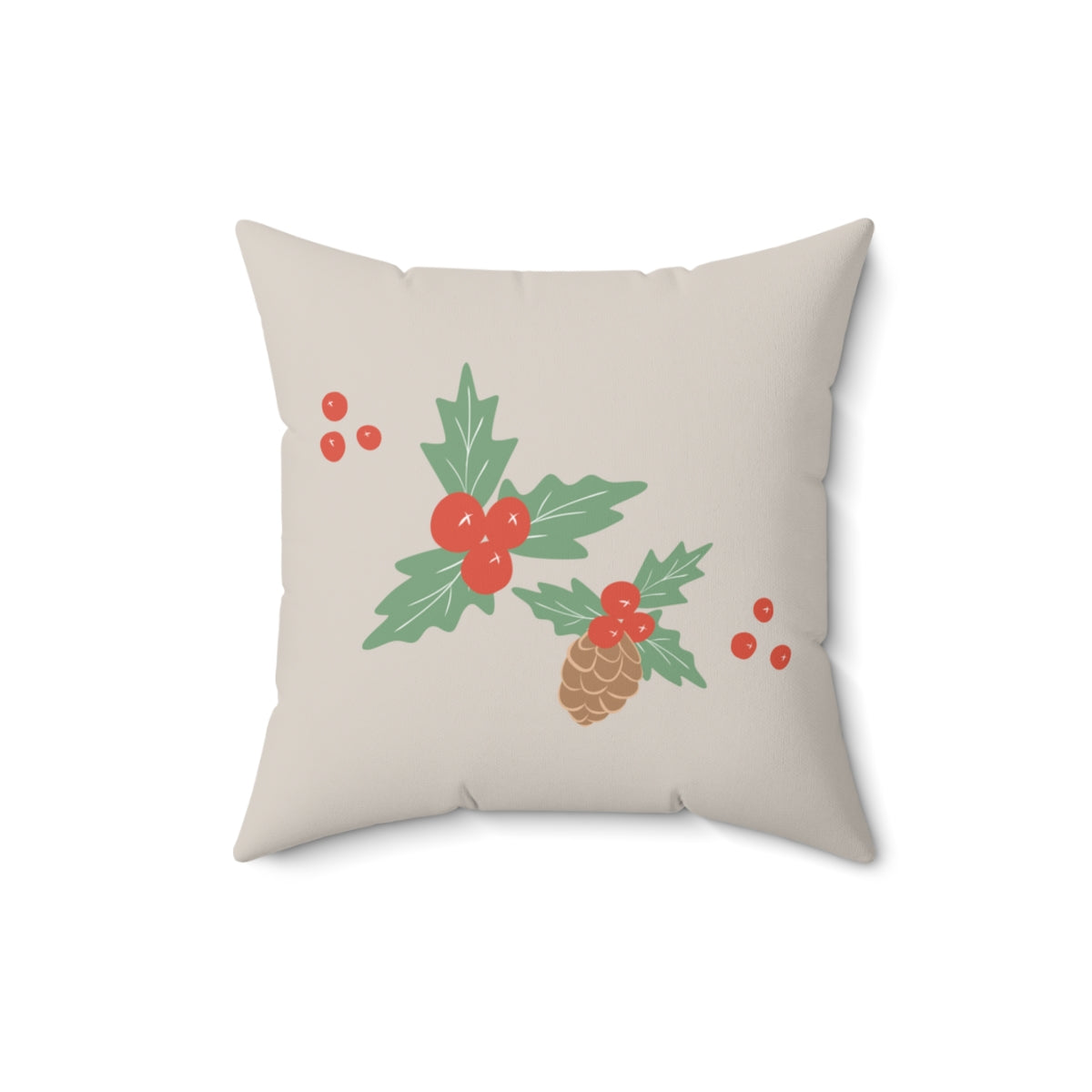 Meraki Paper - Polyester Square Holiday Pillowcase - Pinecone - 16x16 - Back View