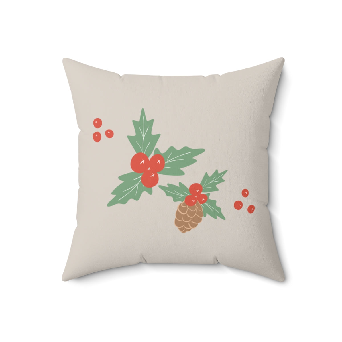 Meraki Paper - Polyester Square Holiday Pillowcase - Pinecone - 18x18 - Back View