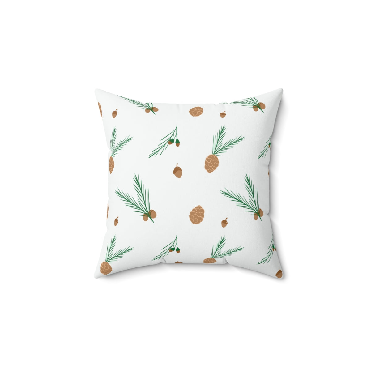 Meraki Paper - Polyester Square Holiday Pillowcase - Pinecones - 14x14 - Back View