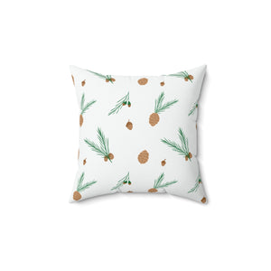 Meraki Paper - Polyester Square Holiday Pillowcase - Pinecones - 14x14 - Front View