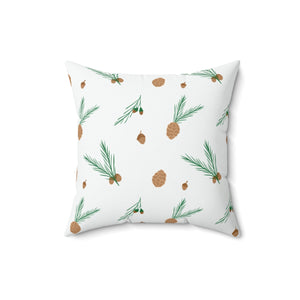 Meraki Paper - Polyester Square Holiday Pillowcase - Pinecones - 16x16 - Back View