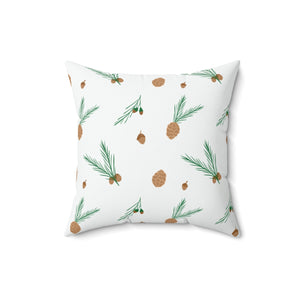 Meraki Paper - Polyester Square Holiday Pillowcase - Pinecones - 16x16 - Front View