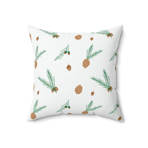 Meraki Paper - Polyester Square Holiday Pillowcase - Pinecones - 18x18 - Back View