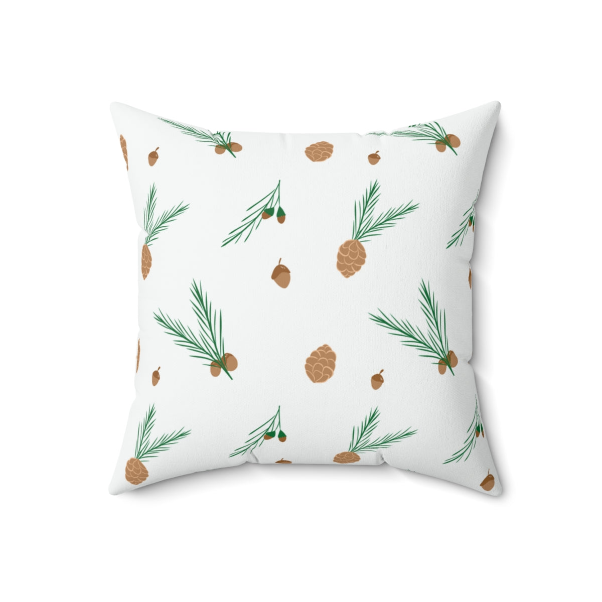 Meraki Paper - Polyester Square Holiday Pillowcase - Pinecones - 18x18 - Front View