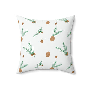 Meraki Paper - Polyester Square Holiday Pillowcase - Pinecones - 18x18 - Front View