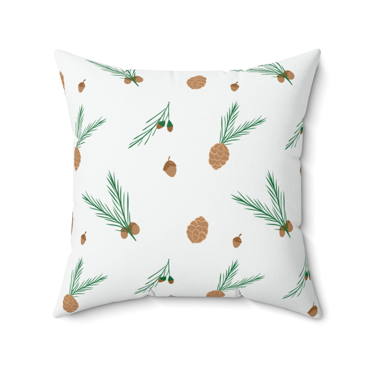 Meraki Paper - Polyester Square Holiday Pillowcase - Pinecones - 20x20 - Back View