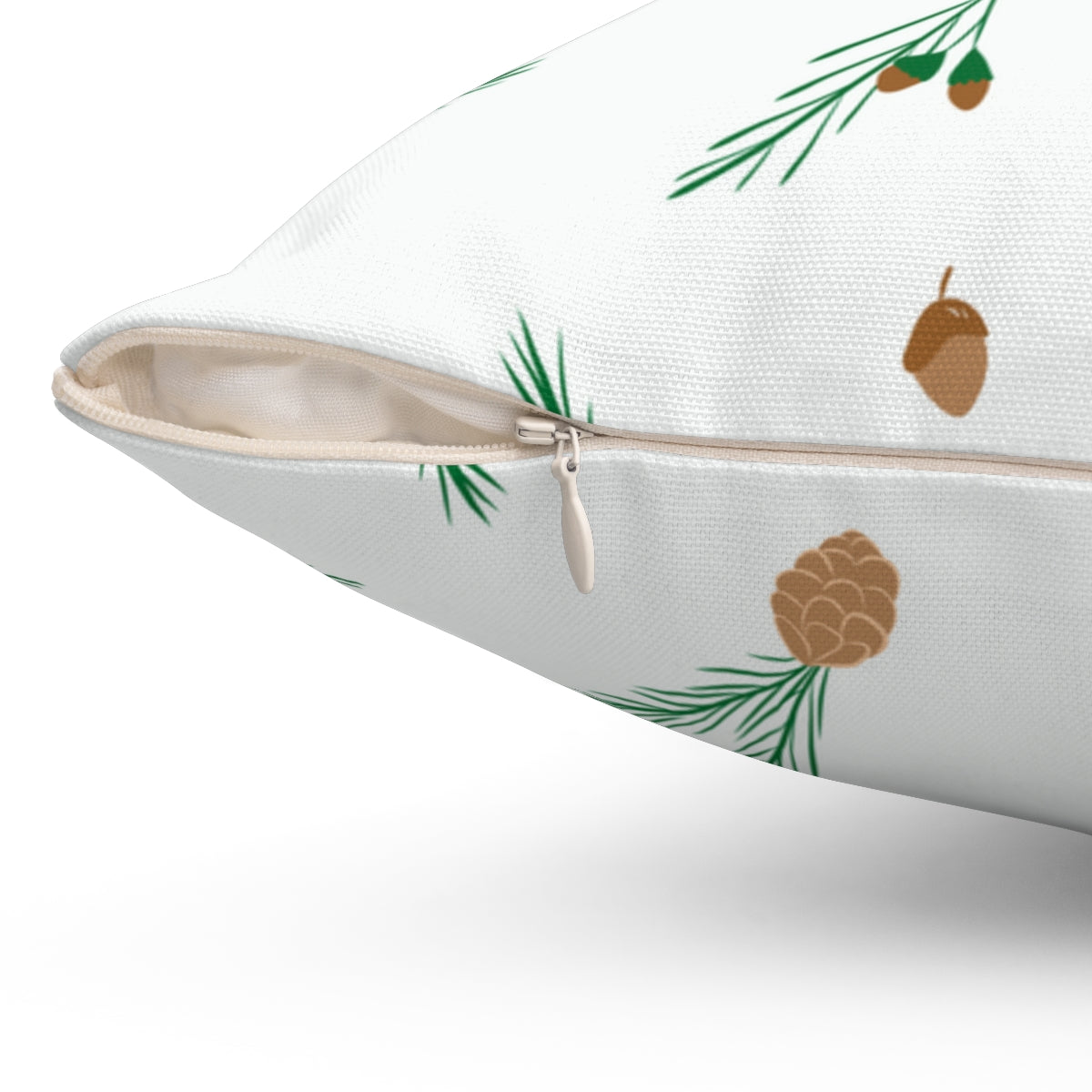 Meraki Paper - Polyester Square Holiday Pillowcase - Pinecones - Zipper