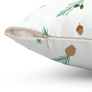 Meraki Paper - Polyester Square Holiday Pillowcase - Pinecones - Zipper