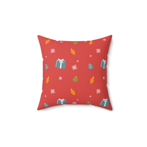 Meraki Paper - Polyester Square Holiday Pillowcase - Presents & Ornaments - 14x14 - Front View
