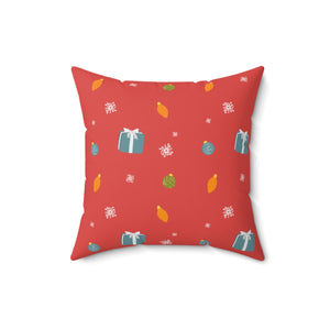 Meraki Paper - Polyester Square Holiday Pillowcase - Presents & Ornaments - 16x16 - Back View