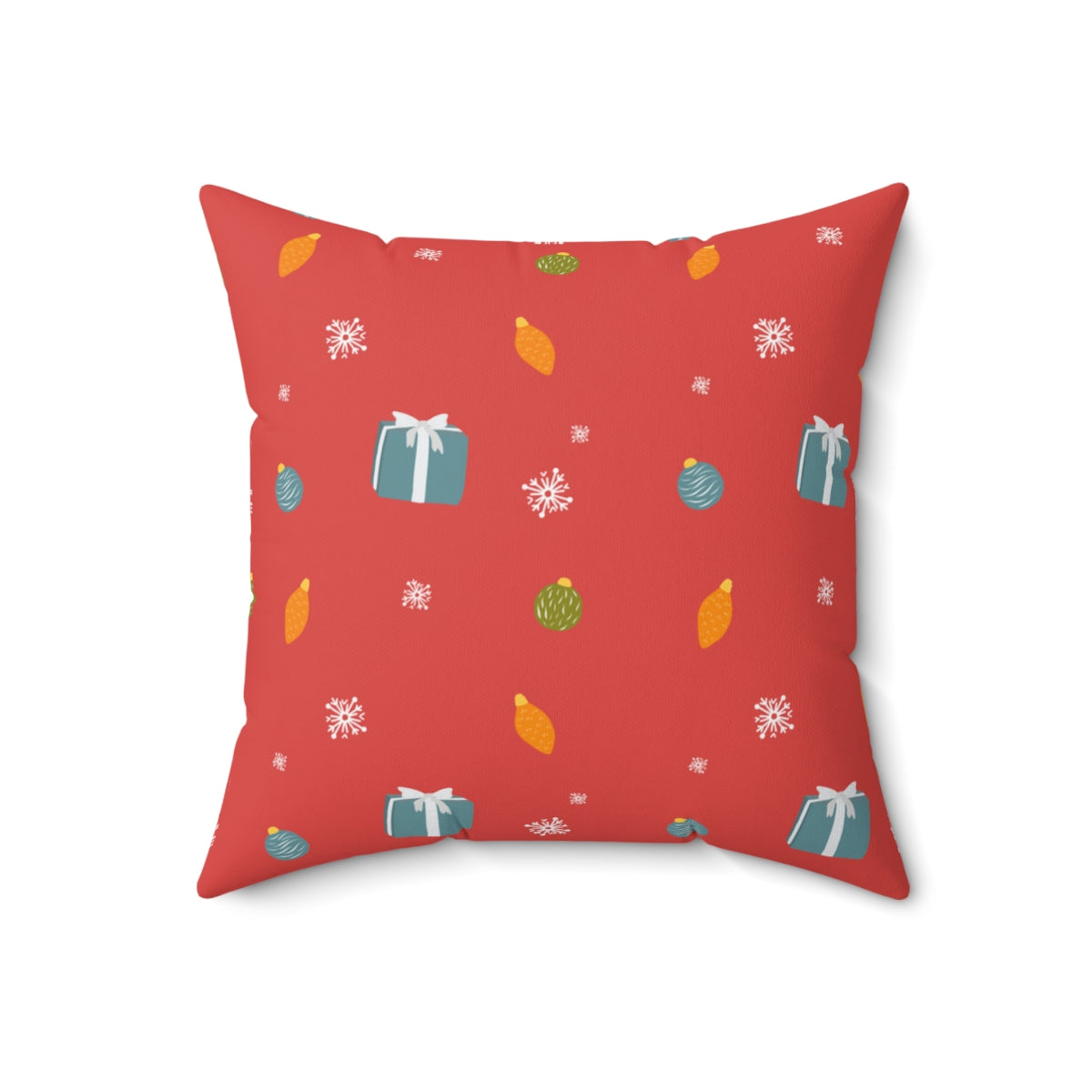 Meraki Paper - Polyester Square Holiday Pillowcase - Presents &amp; Ornaments - 18x18 - Back View
