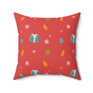 Meraki Paper - Polyester Square Holiday Pillowcase - Presents & Ornaments - 20x20 - Front View