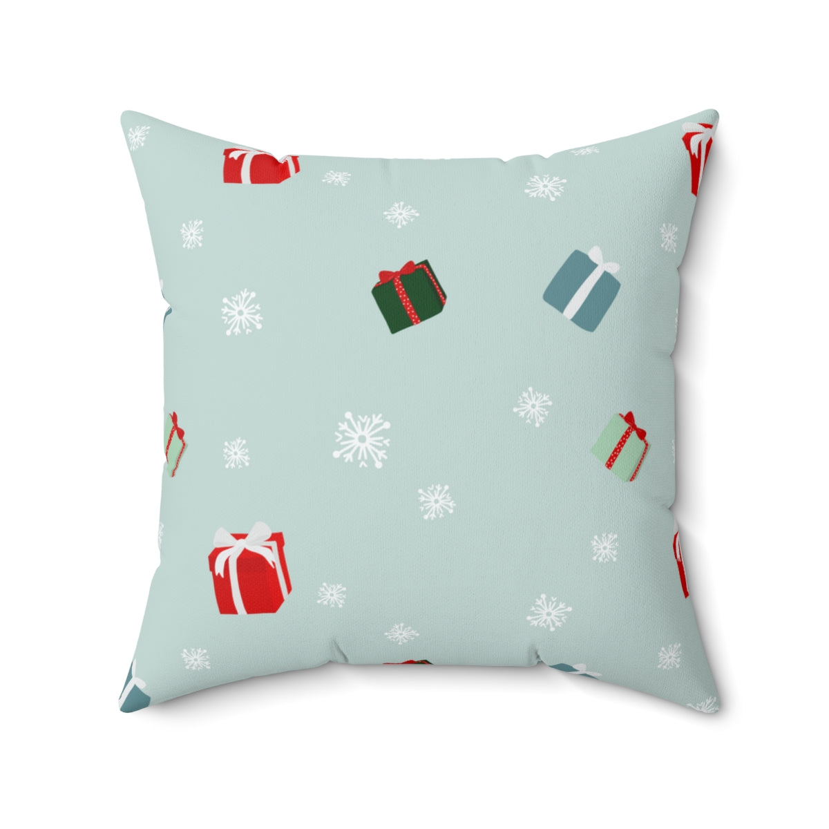 Meraki Paper - Polyester Square Holiday Pillowcase - Presents &amp; Snowflakes - 20x20 - Back View