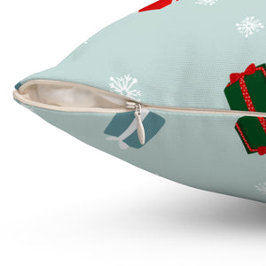 Meraki Paper - Polyester Square Holiday Pillowcase - Presents & Snowflakes - Zipper