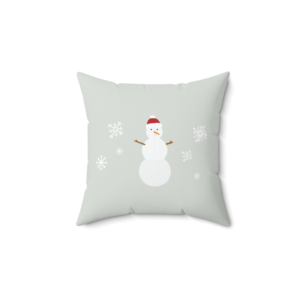 Meraki Paper - Polyester Square Holiday Pillowcase - Snowman - 14x14 - Back View