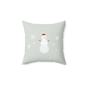 Meraki Paper - Polyester Square Holiday Pillowcase - Snowman - 14x14 - Back View