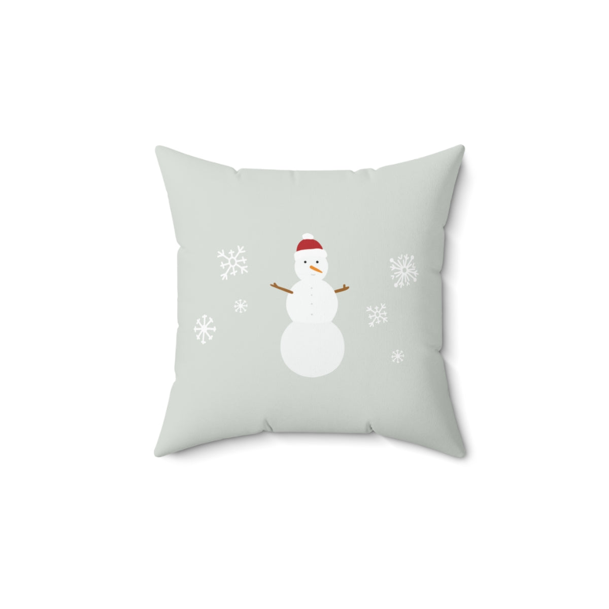 Meraki Paper - Polyester Square Holiday Pillowcase - Snowman - 14x14 - Front View