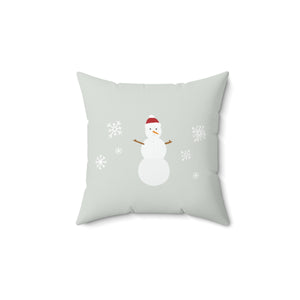 Meraki Paper - Polyester Square Holiday Pillowcase - Snowman - 14x14 - Front View