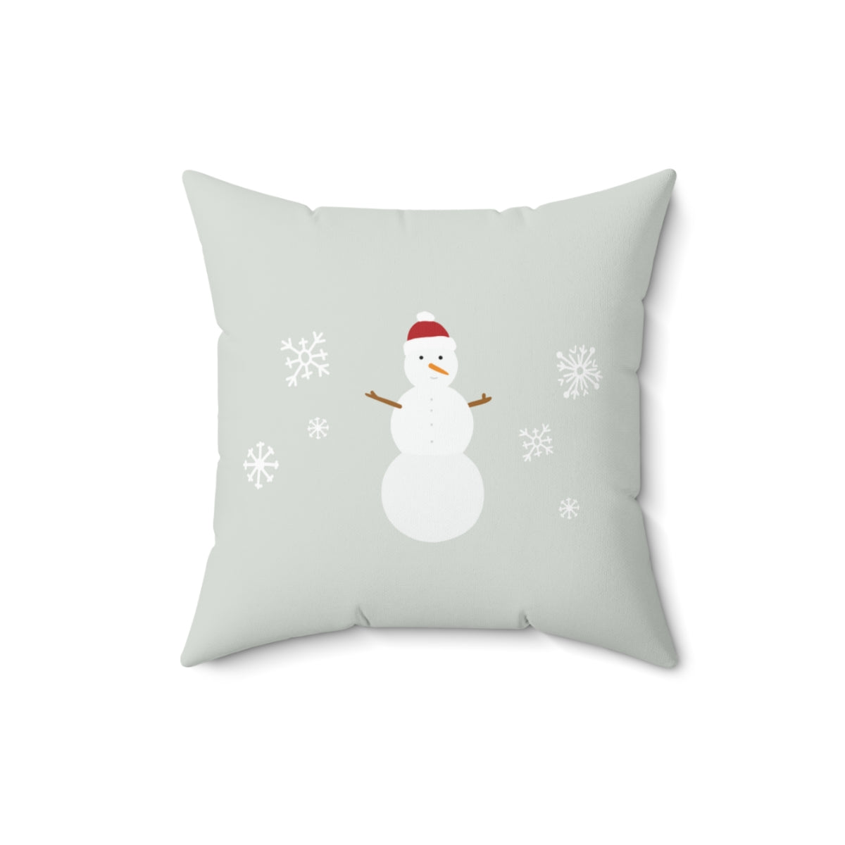 Meraki Paper - Polyester Square Holiday Pillowcase - Snowman - 16x16 - Back View