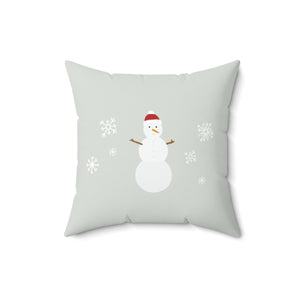 Meraki Paper - Polyester Square Holiday Pillowcase - Snowman - 16x16 - Front View
