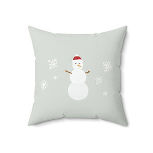 Meraki Paper - Polyester Square Holiday Pillowcase - Snowman - 18x18 - Back View