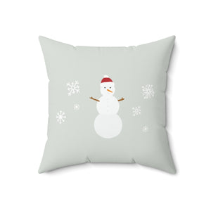 Meraki Paper - Polyester Square Holiday Pillowcase - Snowman - 18x18 - Front View