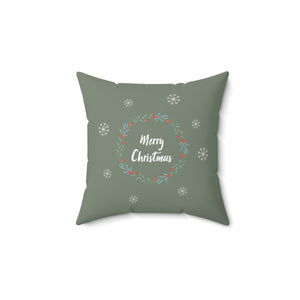 Meraki Paper - Polyester Square Holiday Pillowcase - Wreath & Snowflakes - 14x14 - Back View