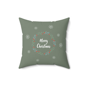 Meraki Paper - Polyester Square Holiday Pillowcase - Wreath & Snowflakes - 16x16 - Back View