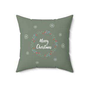 Meraki Paper - Polyester Square Holiday Pillowcase - Wreath & Snowflakes - 18x18 - Back View