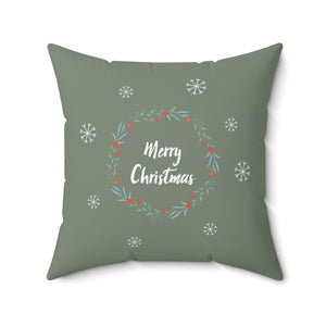 Meraki Paper - Polyester Square Holiday Pillowcase - Wreath & Snowflakes - 20x20 - Back View