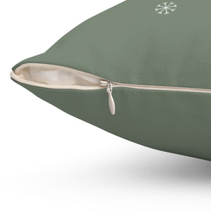 Meraki Paper - Polyester Square Holiday Pillowcase - Wreath & Snowflakes - Zipper
