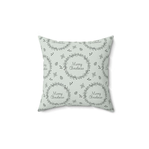 Meraki Paper - Polyester Square Holiday Pillowcase - Wreaths - 14x14 - Front View