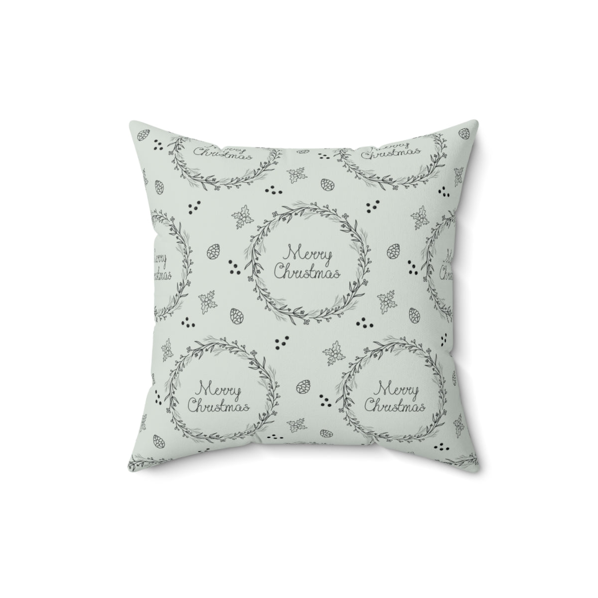 Meraki Paper - Polyester Square Holiday Pillowcase - Wreaths - 16x16 - Back View