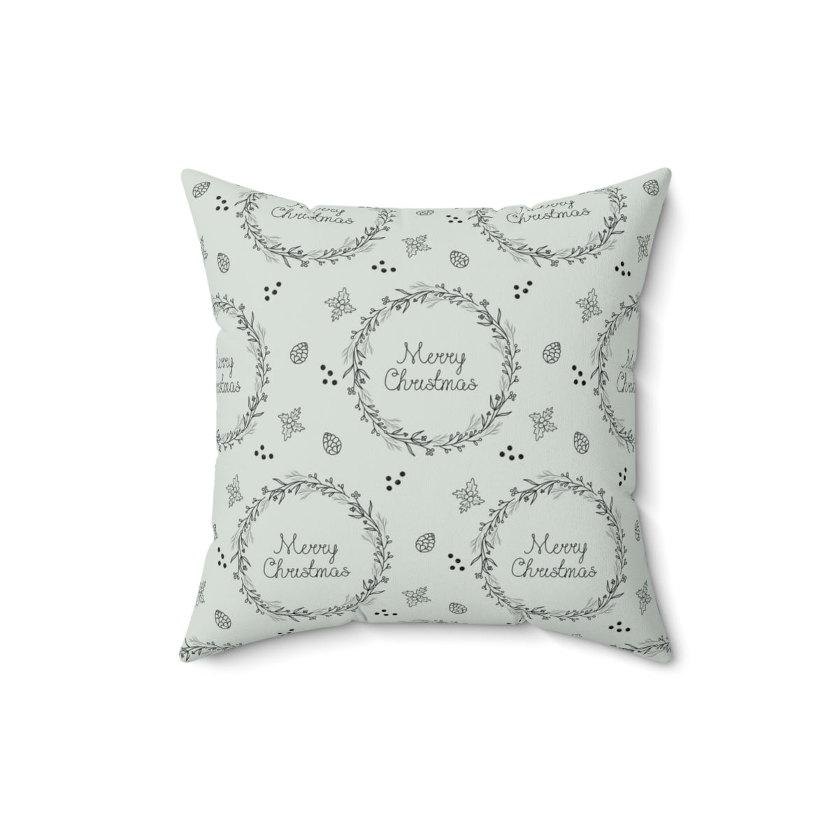 Meraki Paper - Polyester Square Holiday Pillowcase - Wreaths - 16x16 - Front View
