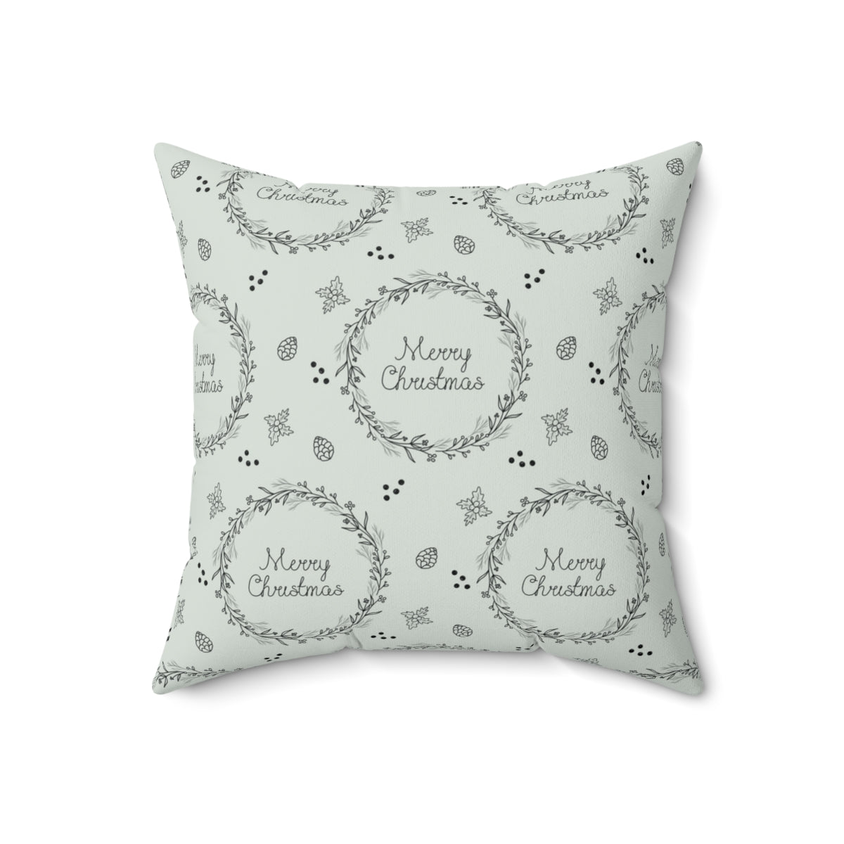 Meraki Paper - Polyester Square Holiday Pillowcase - Wreaths - 18x18 - Back View