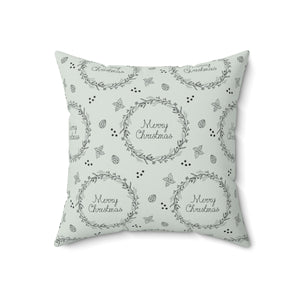 Meraki Paper - Polyester Square Holiday Pillowcase - Wreaths - 18x18 - Front View