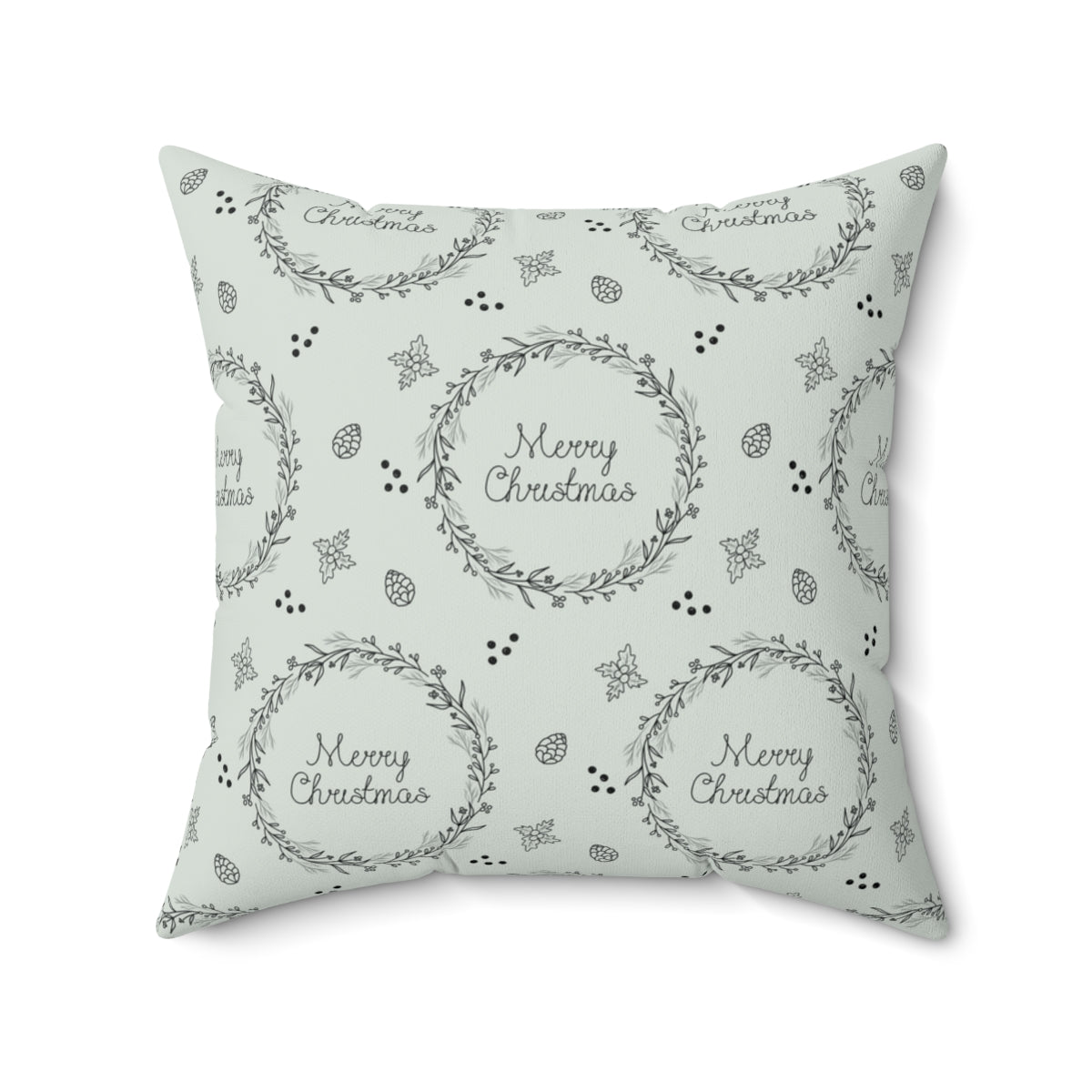 Meraki Paper - Polyester Square Holiday Pillowcase - Wreaths - 20x20 - Back View